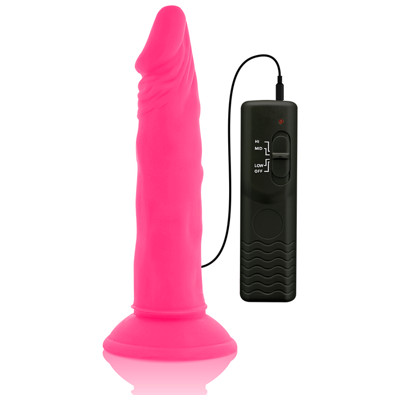 DIVERSIA - DILDO FLEXIBLE CON VIBRADOR ROSA 23 CM -O- 4.3 CM