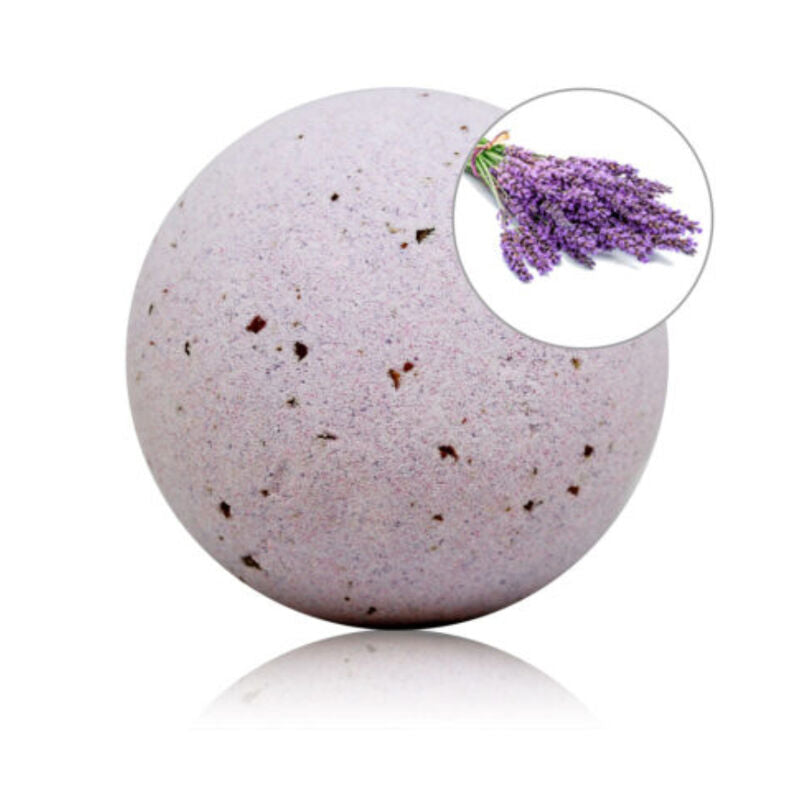 BOMBA DE BANHO PERFUMADA DE LAVANDA COM PÉTALAS DE ROSA