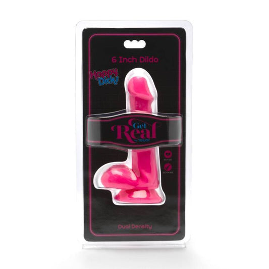 GET REAL - HAPPY DICKS DILDO 12 CM PINK BALLS