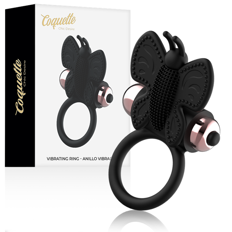 COQUETTE CHIC DESIRE - ANILLO MARIPOSA CON VIBRADOR NEGRO/ORO