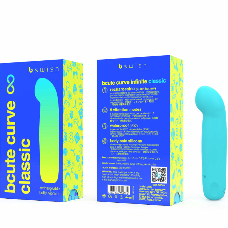 B SWISH - BCUTE CURVE INFINITE CLASSIC RECHARGEABLE BLUE SILICONE VIBRATOR