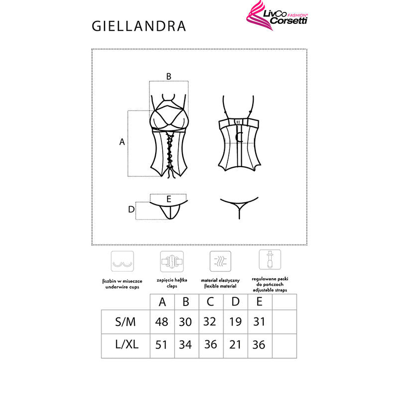 LIVCO CORSETTI FASHION - COLECCIÓN GIELLANDRA FOR THE SENSES CORSÉ + BRAGA NEGRO