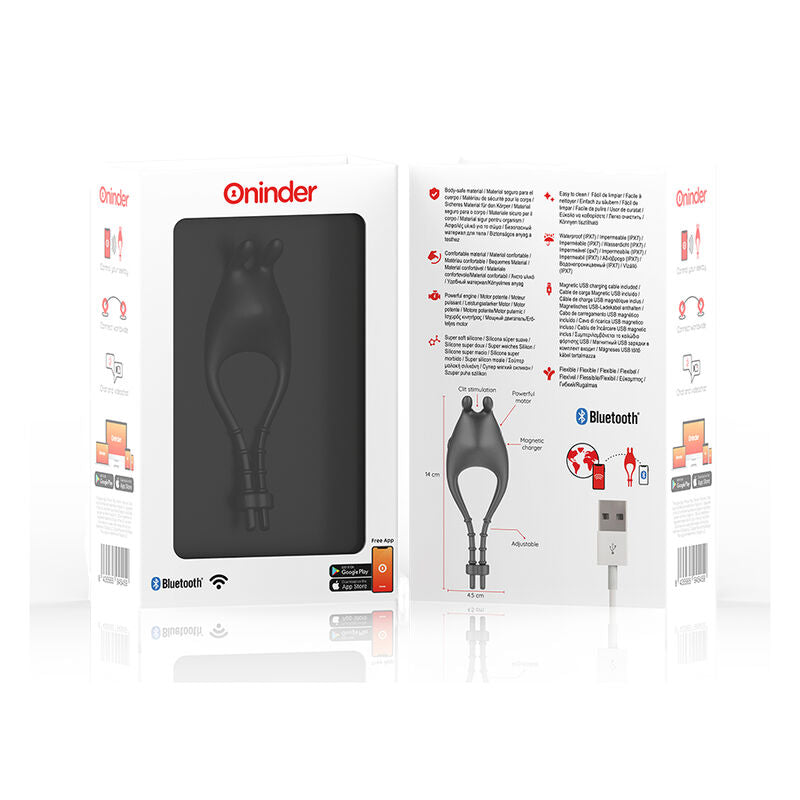ONINDER - PAMPA RECHARGEABLE ADJUSTABLE VIBRATING RING WITH 10-SPEED CLITORAL STIMULATOR - FREE APP