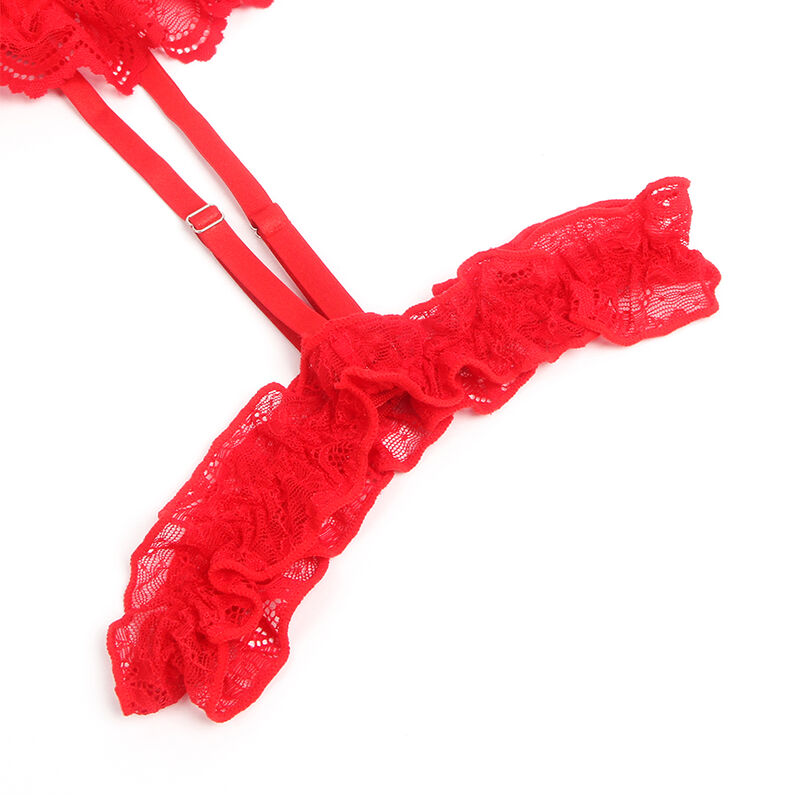 SUBBLIME - PELUCHE CON LIGA DETALLE DE ENCAJE Y TIRAS ROJO S/M