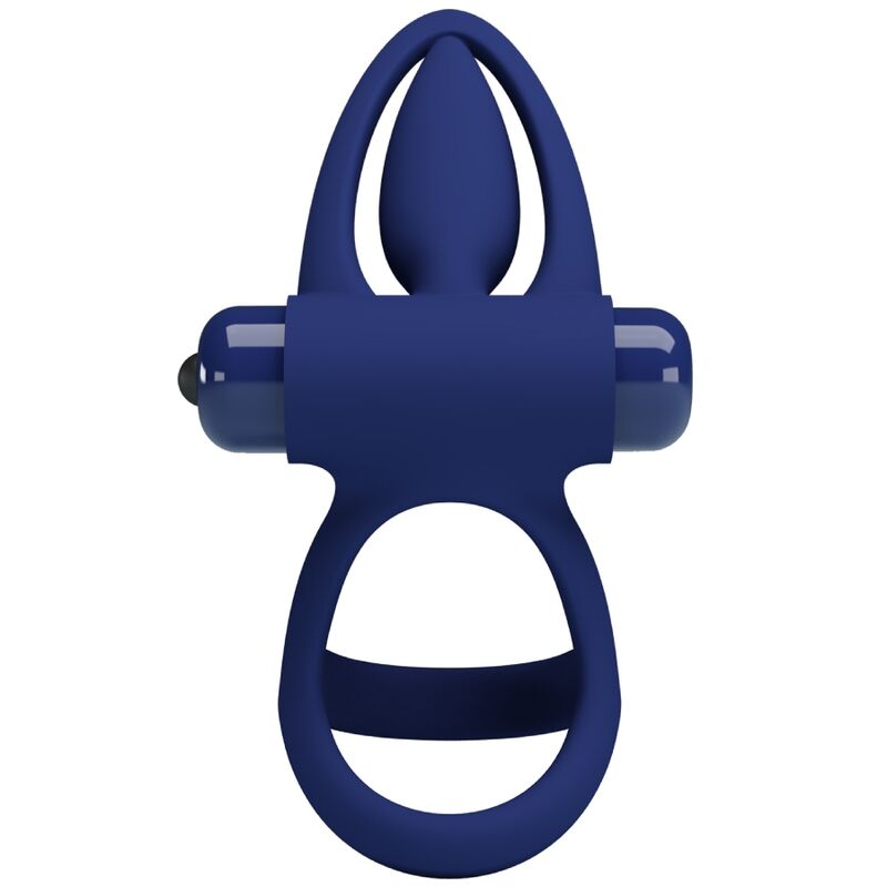 PRETTY LOVE - ANILLO DOBLE MAT CON VIBRACIÓN Y ESTIMULADOR AZUL