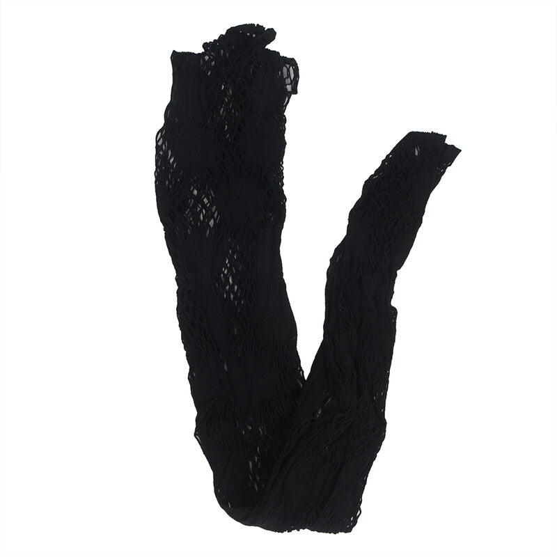SUBBLIME - 952129 NETTED BODYSUIT WITH DRESS DESIGN AND FLORAL DETAILS BLACK ONE SIZE