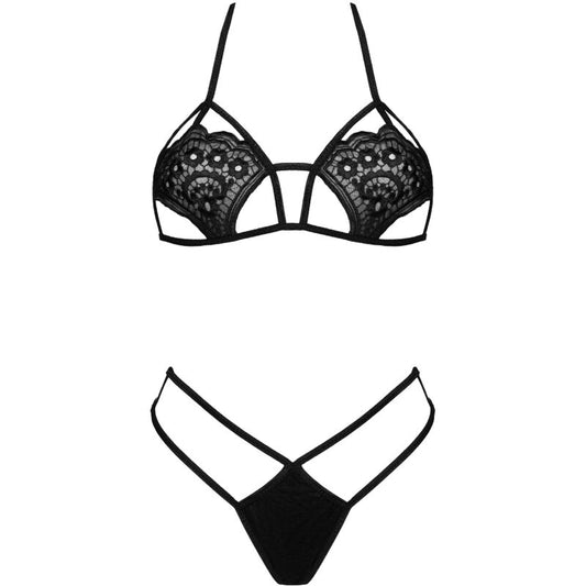 LIVCO CORSETTI FASHION - JIMENA LC 20216 BRA + TANGA PRETO TAMANHO ÚNICO