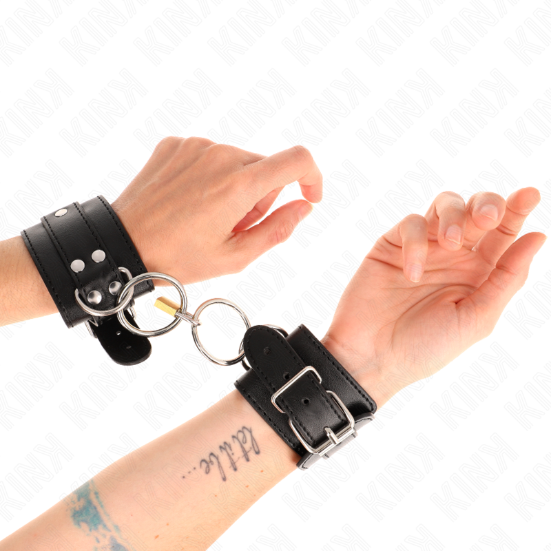 KINK - SUJECIÓN DE MUÑECA AJUSTABLE CON ANILLA TÓRICA NEGRA, 20-28 CM X 5,5 CM