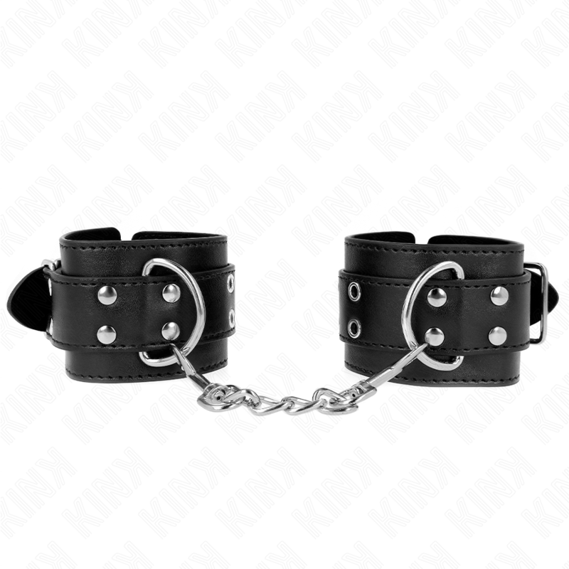 KINK - PUÑOS NEGROS AJUSTABLES DE DOBLE HEBILLA 19-26 CM