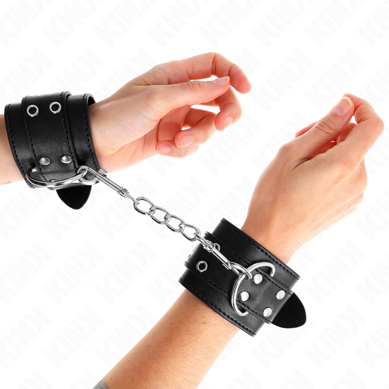 KINK - PUÑOS NEGROS AJUSTABLES DE DOBLE HEBILLA 19-26 CM