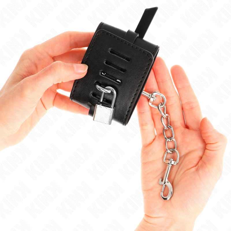 KINK - MUÑEQUERAS DE LUJO NEGRAS CON BLOQUEO AJUSTABLE 14,5-21 CM X 6 CM