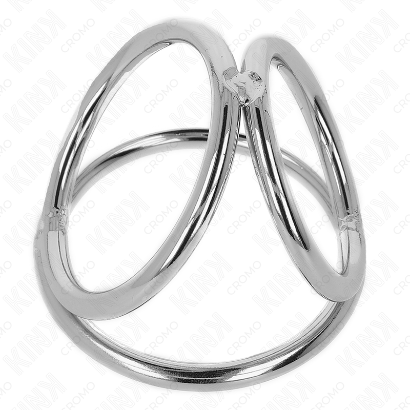 KINK - ANILLO TRIPLE PARA EL PENE DE METAL CROMADO DE 3,2 CM A 4,5 CM