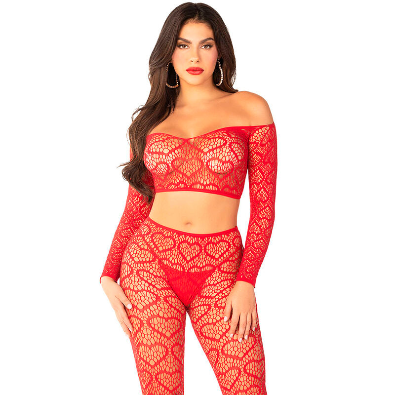 LEG AVENUE - TOP CORTO + CALCETINES ROJOS TALLA ÚNICA