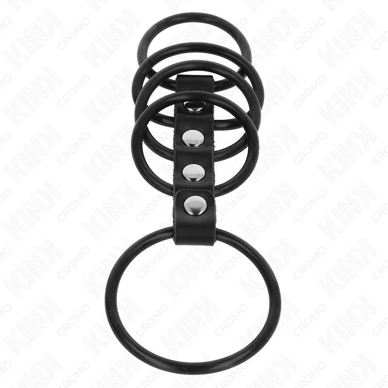 KINK - 5 ANILLOS DE SILICONA DE 3,8 CM A 4,8 CM CONECTADOS POR CUERO