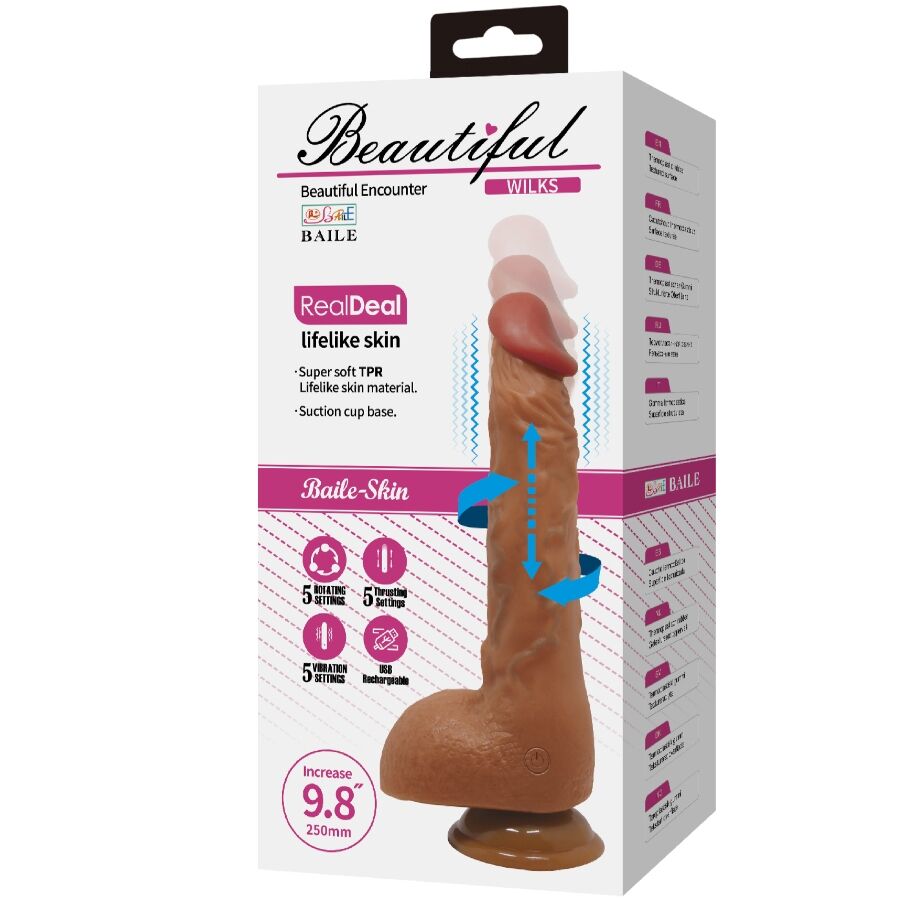 BAILE - BEAUTIFUL WILKS 5 CONFIGURAÇÕES VIBRADOR REALISTA 25 CM MULATO