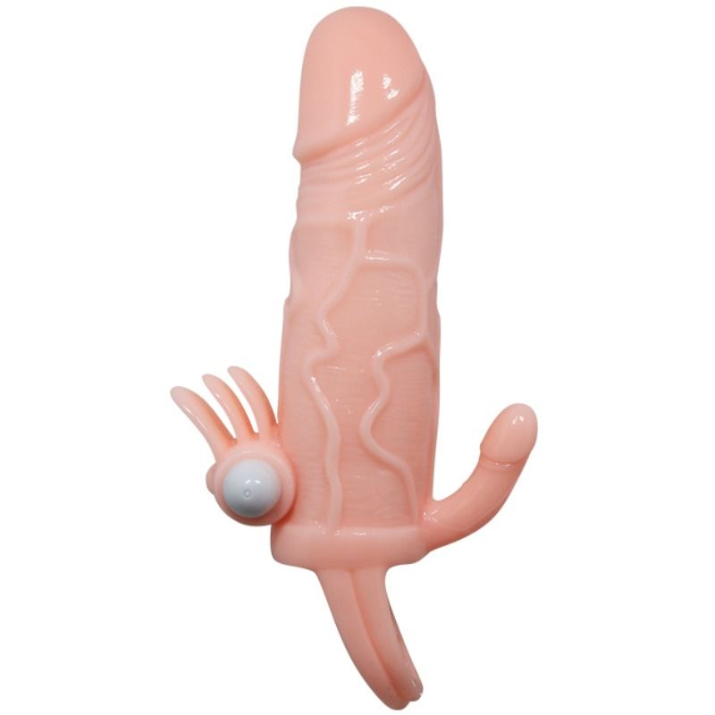 BAILE - BRAVE MAN FUNDA PARA PENE CON ESTIMULACIÓN ANAL Y CLÍTORIS CARNE 16,5 CM