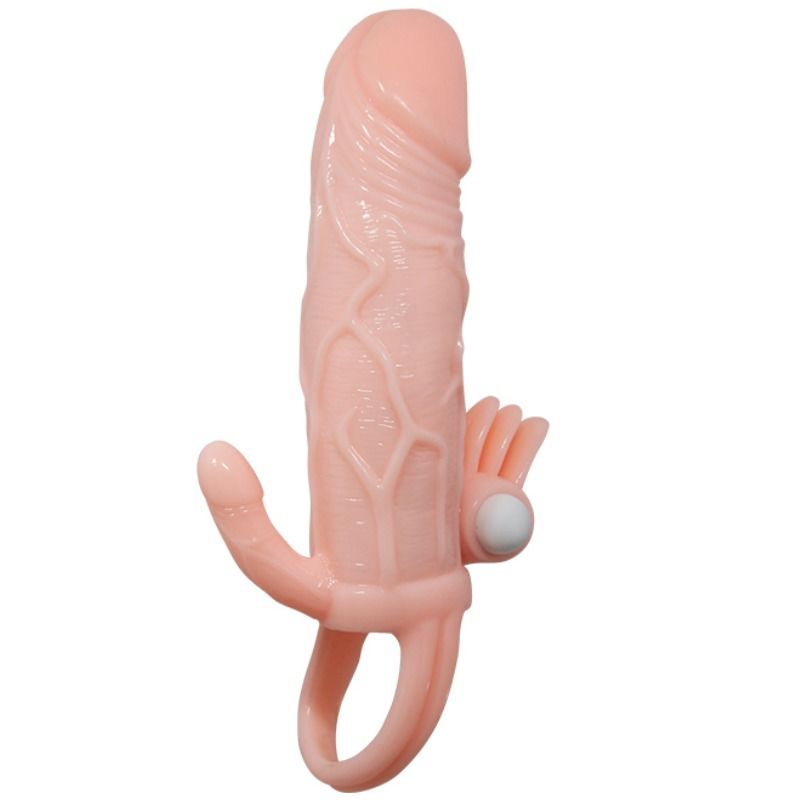 BAILE - BRAVE MAN FUNDA PARA PENE CON ESTIMULACIÓN ANAL Y CLÍTORIS CARNE 16,5 CM