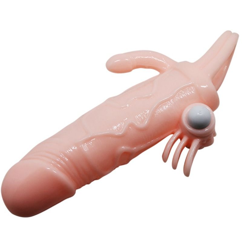 BAILE - BRAVE MAN FUNDA PARA PENE CON ESTIMULACIÓN ANAL Y CLÍTORIS CARNE 16,5 CM