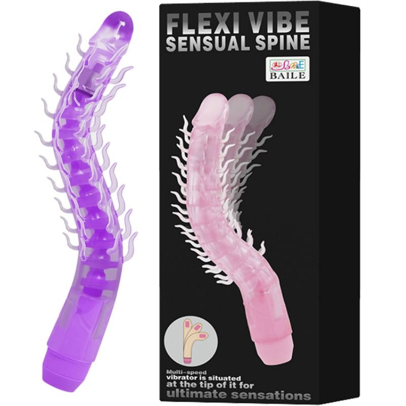 BAILE - DILDO VIBRADOR PLEGABLE FLEXI VIBE SENSUAL SPINE MORADO 23.5 CM