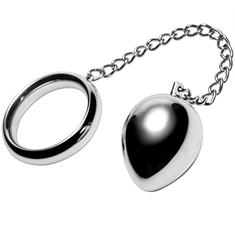 METAL DURO - ANILLO PARA PENE DE 40 MM + CADENA CON BOLA DE METAL