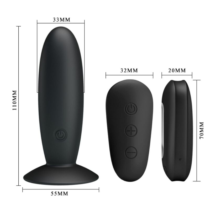 MR PLAY - PLUG ANAL NEGRO CON CONTROL REMOTO Y VIBRACIÓN