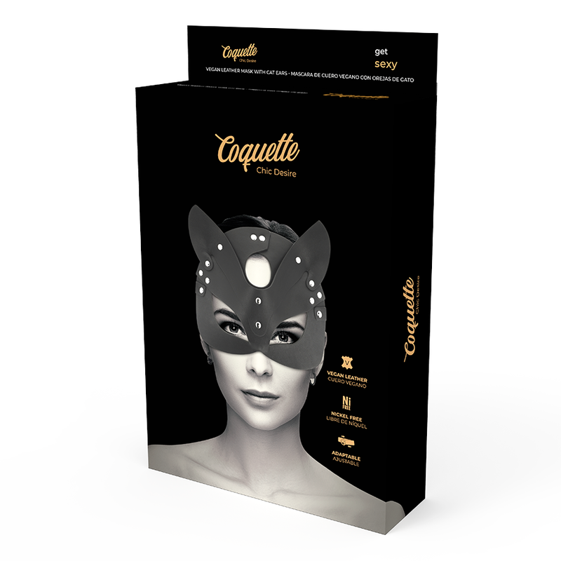 COQUETTE CHIC DESIRE - MASCARILLA DE CUERO VEGANO CON OREJAS DE GATO