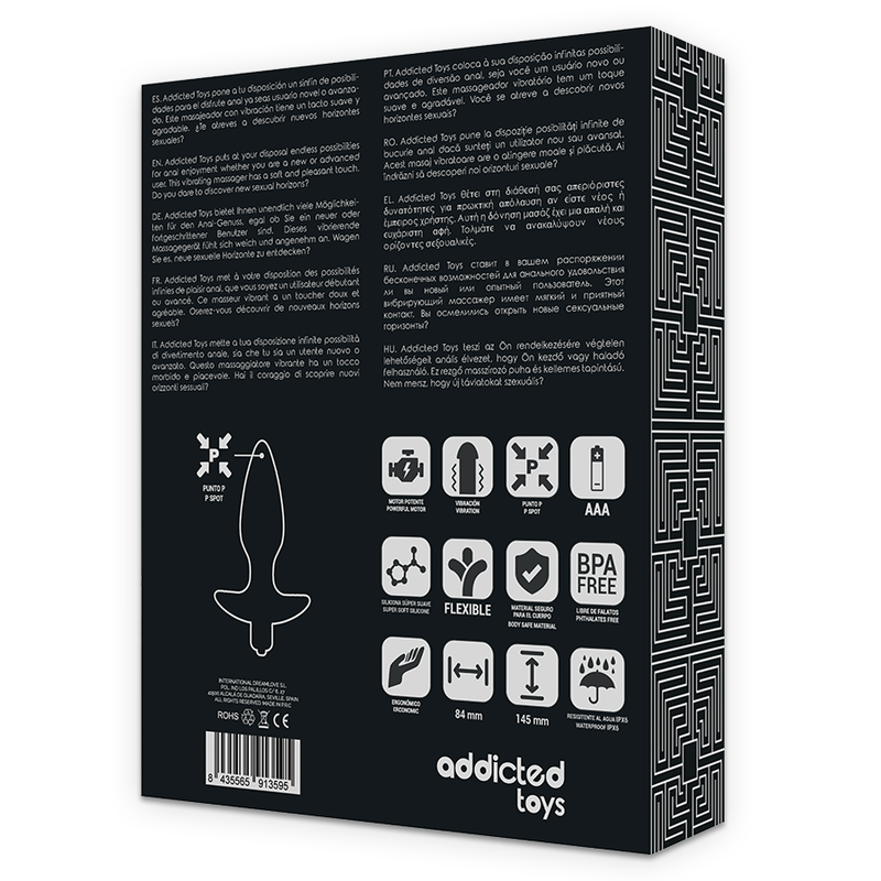 ADDICTED TOYS - MASAJEADOR ANAL PLUG CON VIBRACIÓN NEGRO