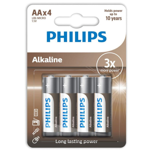 PHILIPS - PAQUETE DE 4 PILAS ALCALINAS AA LR6