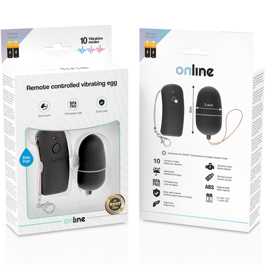 ONLINE - HUEVO VIBRADOR CON CONTROL REMOTO NEGRO