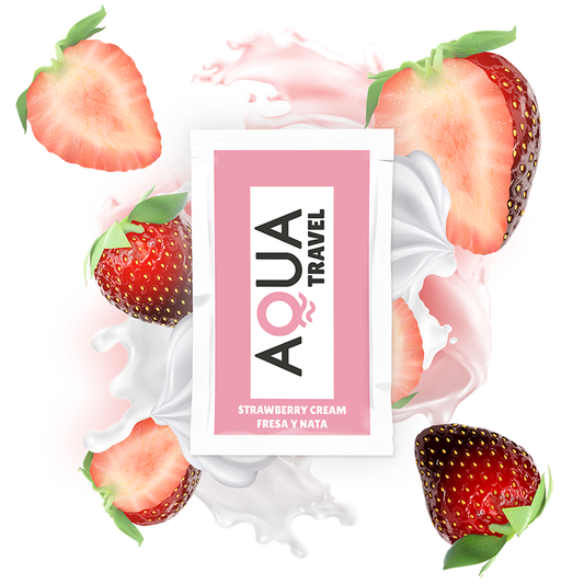 AQUA TRAVEL - LUBRICANTE A BASE DE AGUA SABOR A CREMA DE FRESA 6 ML