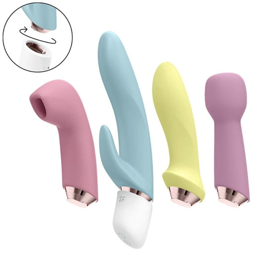 SATISFYER - MARAVILLOSO SET DE CUATRO VIBRADORES Y PULSADORES DE AIRE