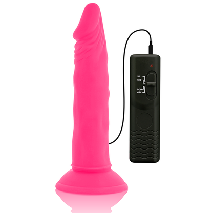DIVERSIA - DILDO FLEXIBLE CON VIBRADOR ROSA 23 CM -O- 4.3 CM