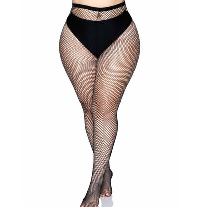 LEG AVENUE - MALLAS CON COSTURA TRASERA - NEGRAS TALLA GRANDE