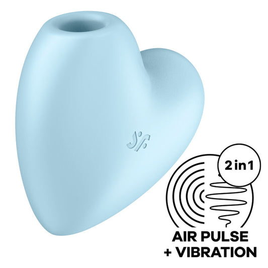SATISFYER - ESTIMULADOR Y VIBRADOR CUTIE HEART AZUL