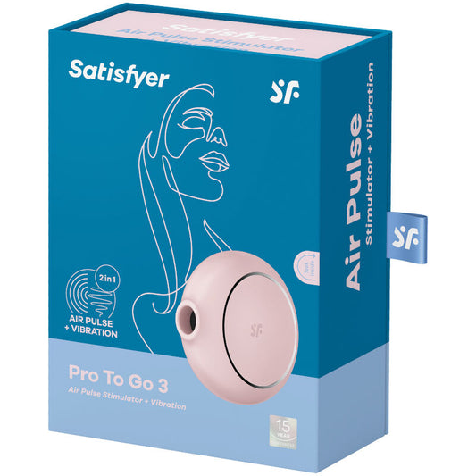 SATISFYER - PRO TO GO 3 ESTIMULADOR Y VIBRADOR DE DOBLE PULSO DE AIRE NEGRO