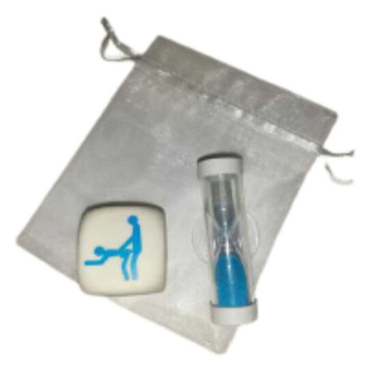 DIABLO PICANTE - DADOS DE POSTURAS DEL KAMASUTRA PARA CHICOS CON RELOJ DE ARENA