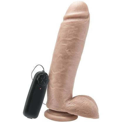GET REAL - DILDO DE 25,5 CM CON BOLAS DE CUERO VIBRANTE