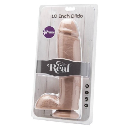 GET REAL - DILDO DE 25,5 CM CON BOLAS DE CUERO VIBRANTE
