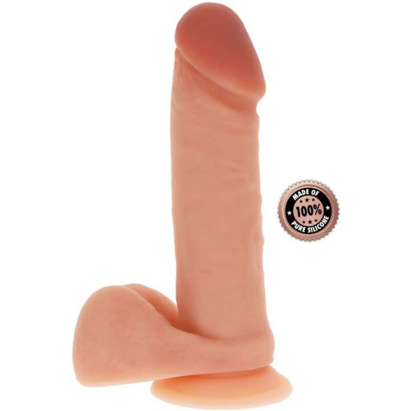 GET REAL - SILICONE DILDO 20.5 CM W LEATHER BALLS