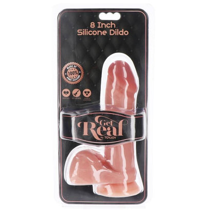 GET REAL - SILICONE DILDO 20.5 CM W LEATHER BALLS