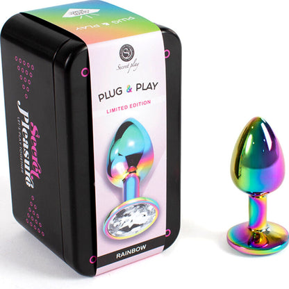 SECRETPLAY - PLUG ANAL DE METAL ARCOÍRIS TAMAÑO PEQUEÑO 7 CM