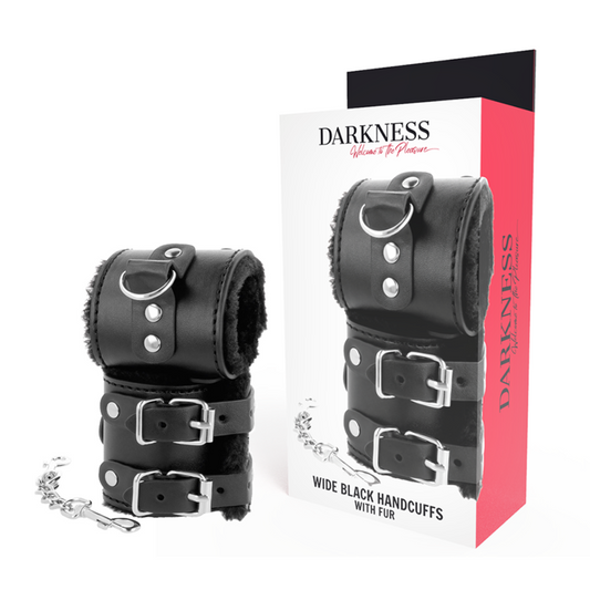 DARKNESS - ESPOSAS DE CUERO NEGRAS AJUSTABLES CON FORRO