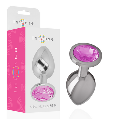 INTENSO - PLUG ANAL DE METAL DE ALUMINIO CRISTAL ROSA TALLA M