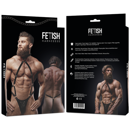 ACTITUD SUMISA FETICHE - ARNÉS DE CUERO ECOLÓGICO PARA HOMBRE CON CORREAS GAY