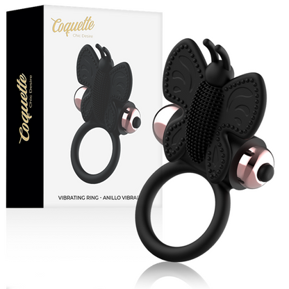 COQUETTE CHIC DESIRE - ANILLO MARIPOSA CON VIBRADOR NEGRO/ORO