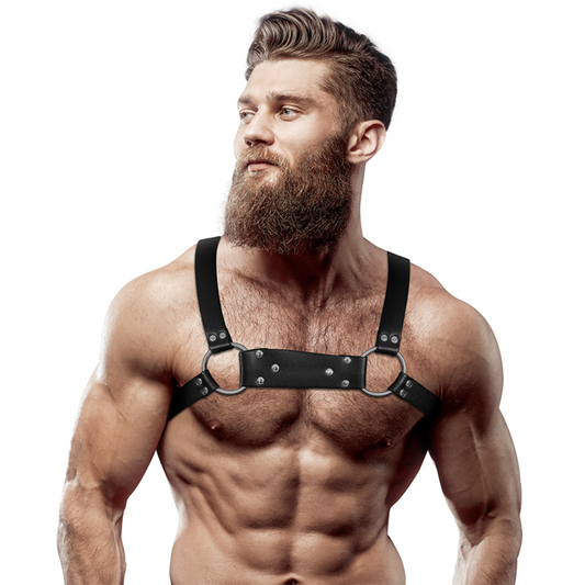 ACTITUD SUMISA FETICHE - ARNÉS DE PECHO BULLDOG DE CUERO ECOLÓGICO PARA HOMBRE TALLA M/L