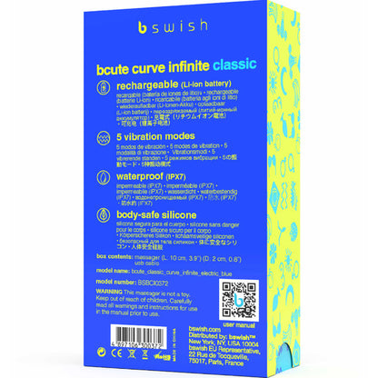 B SWISH - BCUTE CURVE INFINITE CLASSIC RECHARGEABLE BLUE SILICONE VIBRATOR