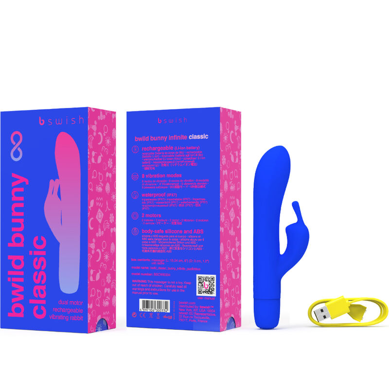 B SWISH - BWILD BUNNY INFINITE CLASSIC RECHARGEABLE BLUE SILICONE VIBRATOR