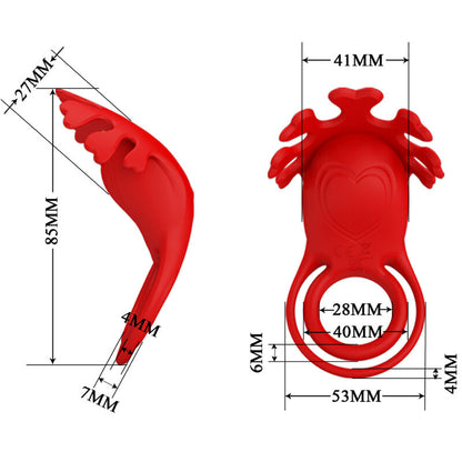 PRETTY LOVE - ANILLO VIBRADOR RUBÉN 7 VIBRACIONES DE SILICONA ROJA