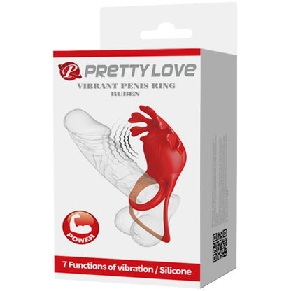 PRETTY LOVE - ANILLO VIBRADOR RUBÉN 7 VIBRACIONES DE SILICONA ROJA